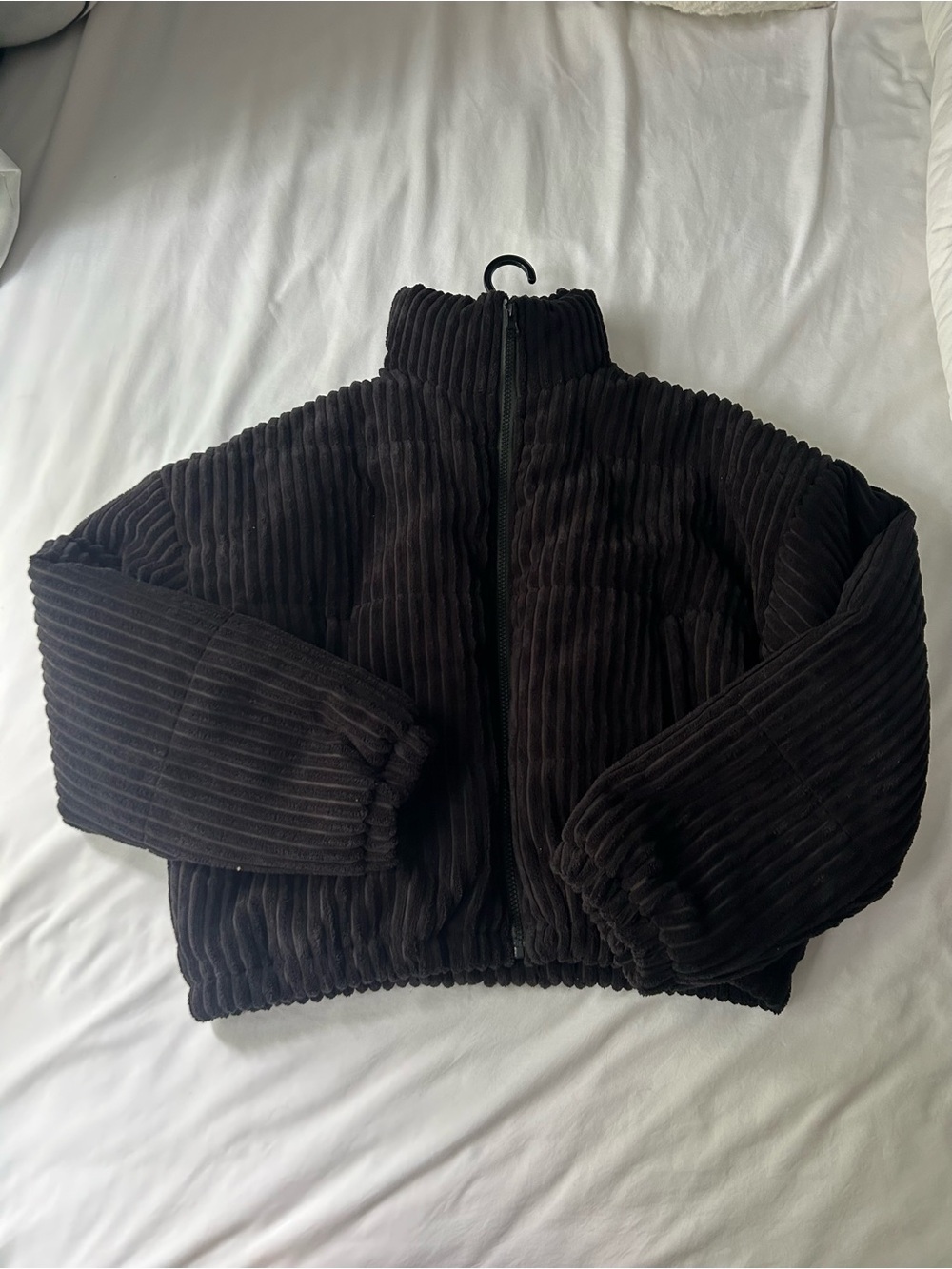 Black Corduroy Puffer Jacket Francescas